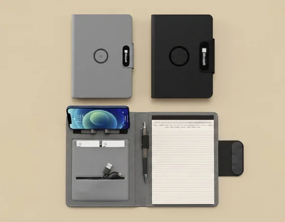 Sensesevens Toptan Powerbankli Defter ve Şirket Logolu Promosyon Kablosuz Şarjlı Akıllı Klasörler