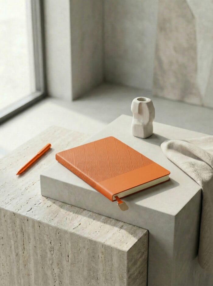Sensesevens Kurumsal Promosyon Defter ve Toptan Şirket Logolu Dokulu Turuncu Ofis Defterleri