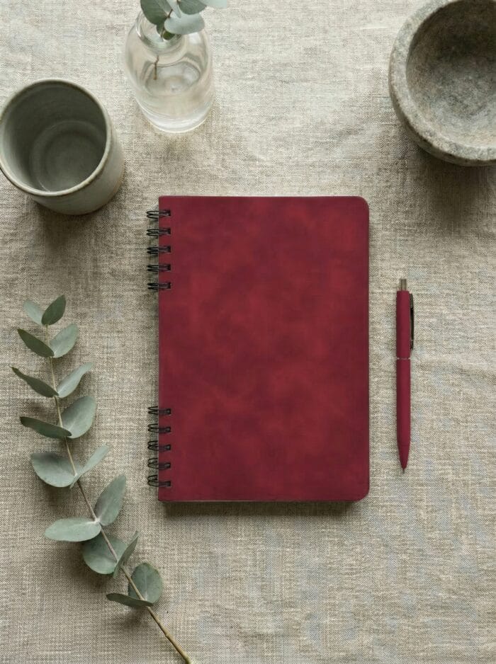 Sensesevens Toptan Spiralli Defter ve Şirket Logolu Promosyon Mekanizmalı Kırmızı Defterler
