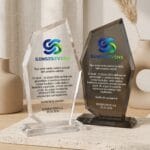Şeffaf ve Siyah Kristal Plaket Kurumsal Teşekkür Ödülü - Sensesevens
