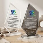Şeffaf ve Siyah Kristal Plaket Kurumsal Veda Ödülü - Sensesevens