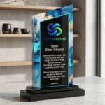 Turkuaz Mermer Desenli Kristal Plaket ve VIP Kurumsal Sadakat Ödülü - Sensesevens