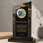Dikdörtgen Siyah Mermer Desenli Kristal Plaket ve VIP Kurumsal Başarı Ödülü - Sensesevens