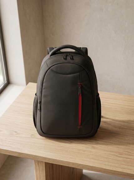 Premium Siyah Kurumsal Sırt Çantası Kırmızı Detaylı Laptop Çantası - Sensesevens