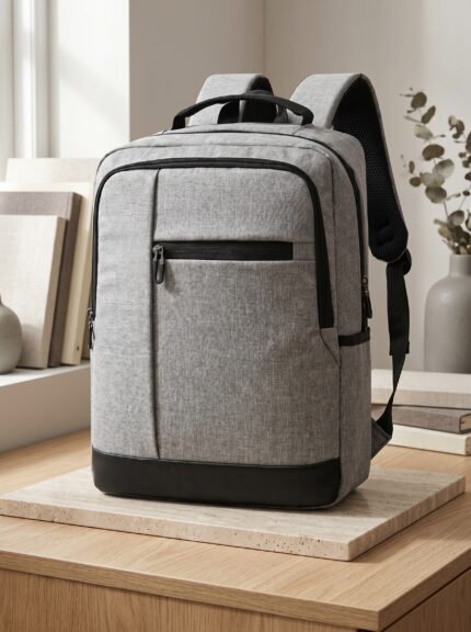 Premium Gri Keten Kurumsal Sırt Çantası Çok Bölmeli Laptop Çantası - Sensesevens