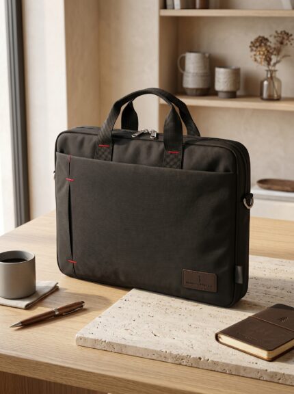 Premium Siyah Kurumsal Evrak Çantası ve Lüks Logolu Laptop Çantası - Sensesevens