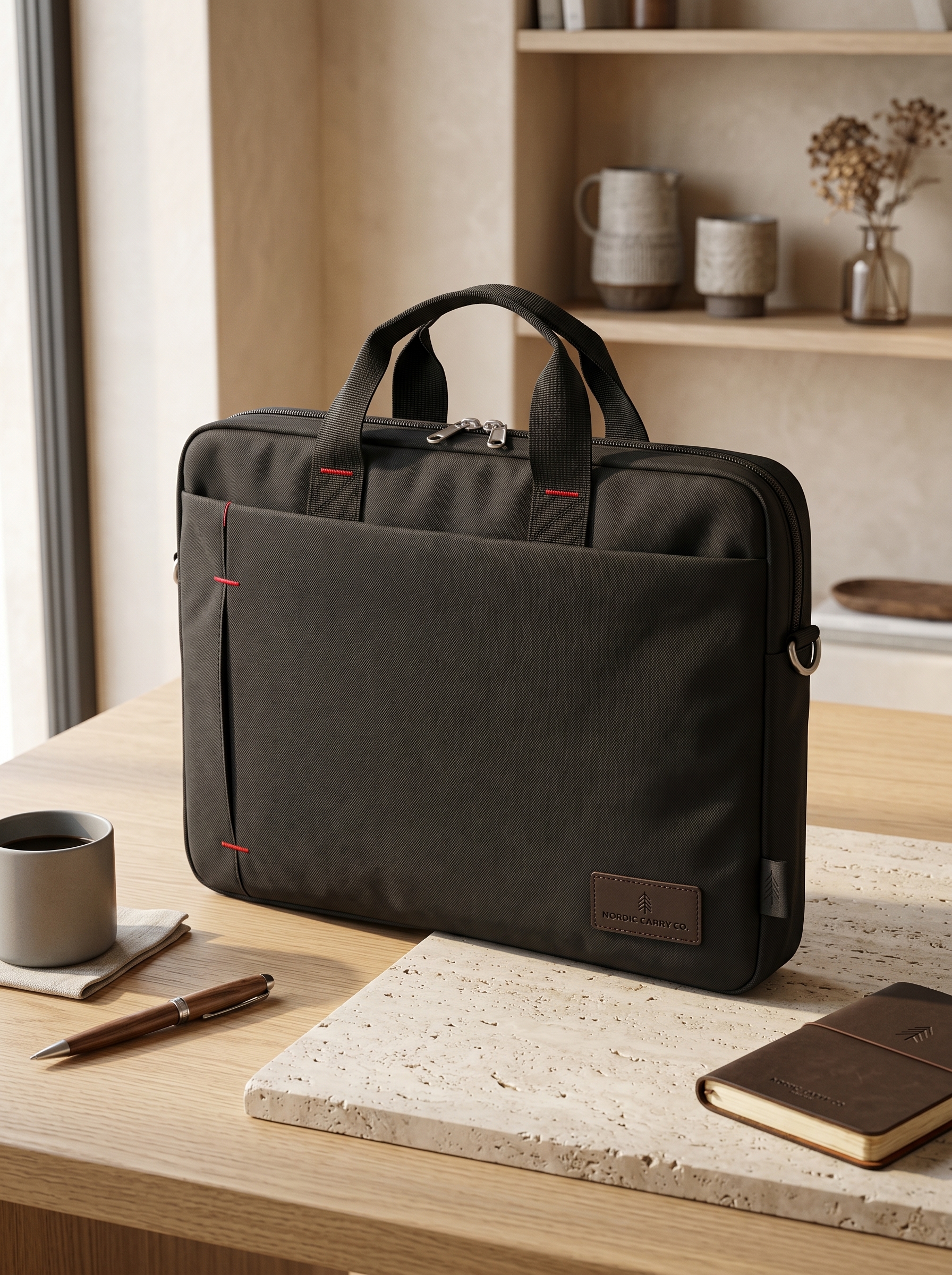 2164 Premium Siyah Kurumsal Evrak Çantası ve Lüks Logolu Laptop Çantası - Sensesevens
