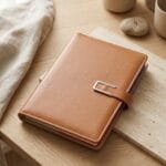 Minimal Çerçeve Tokalı Taba Kahverengi Deri Kurumsal Defter - Sensesevens
