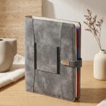 Çok Fonksiyonlu Lastikli Gri Keçe Organizer Kurumsal Defter - Sensesevens