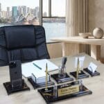 Premium Gold Kristal Masa İsimliği ve Lüks Yönetici Sümen Takımı - Sensesevens