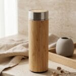 Premium Bambu Kaplamalı Çelik Termos Lüks Doğa Dostu Mug - Sensesevens