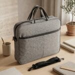 Premium Gri Kurumsal Evrak Çantası ve Lüks Logolu Laptop Çantası - Sensesevens