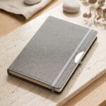 Metal Tokalı Gri Keten Dokulu Termo Deri Kurumsal Defter - Sensesevens