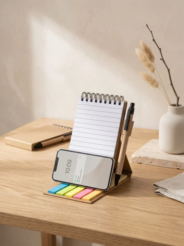 Doğa dostu promosyon ürünleri arasında yer alan kraft Post-it not defteri